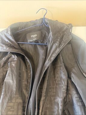 Fendi Black Monogram Hooded Windbreaker Jacket